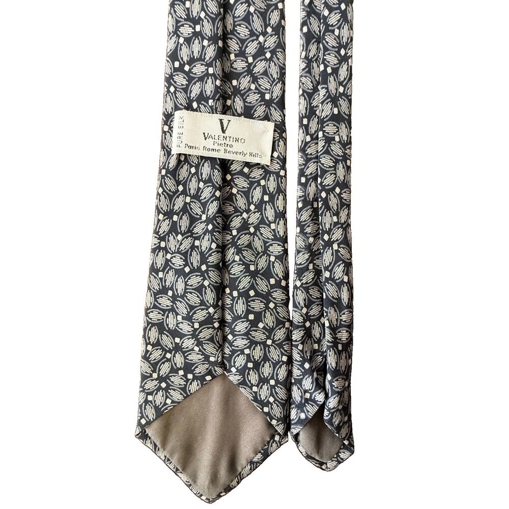 Valentino Garavani Gray Abstract Neat Pattern Silk Tie Made in Italy Designer - Picture 5 of 13